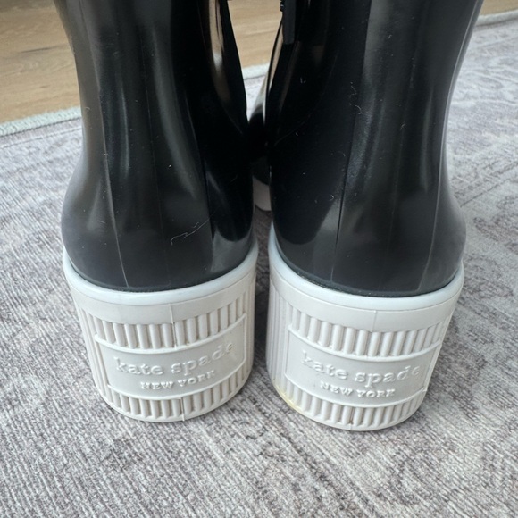 Kate Spade Black Glossy Ankle Boots with White Sole - Picture 3 of 4